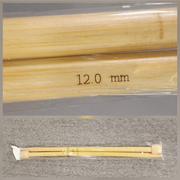 Bamboo Knitting Needles 13" 12mm Ball End 20 pairs available other sizes too NEW - Picture 1 of 7